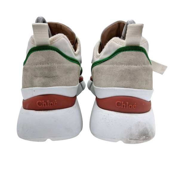 Chloe Sonnie Shoes Womens EU 40 US 9-9.5 White Leather Strap Sneakers Chunky
